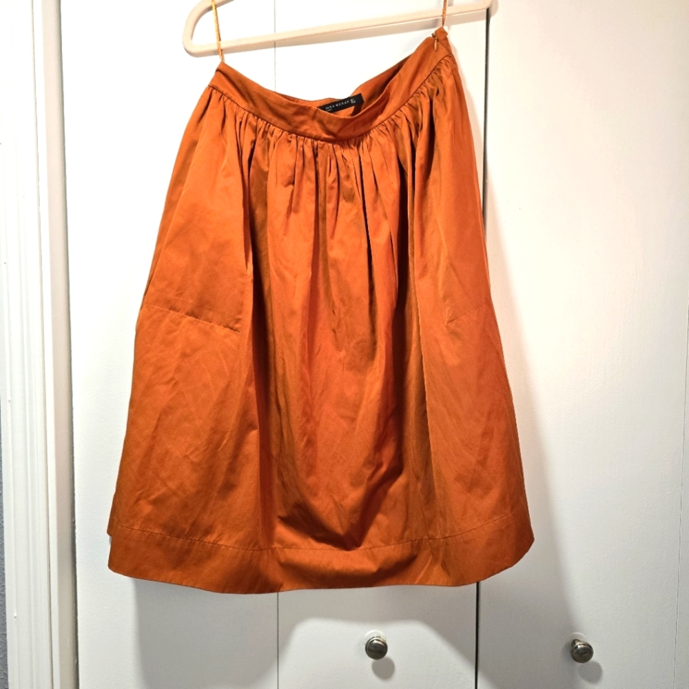 Zara Orange Midi Skirt